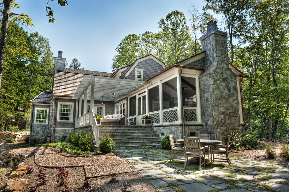 Screened in Pergola Exterior Traditional with Cape Cod Style Chippendale