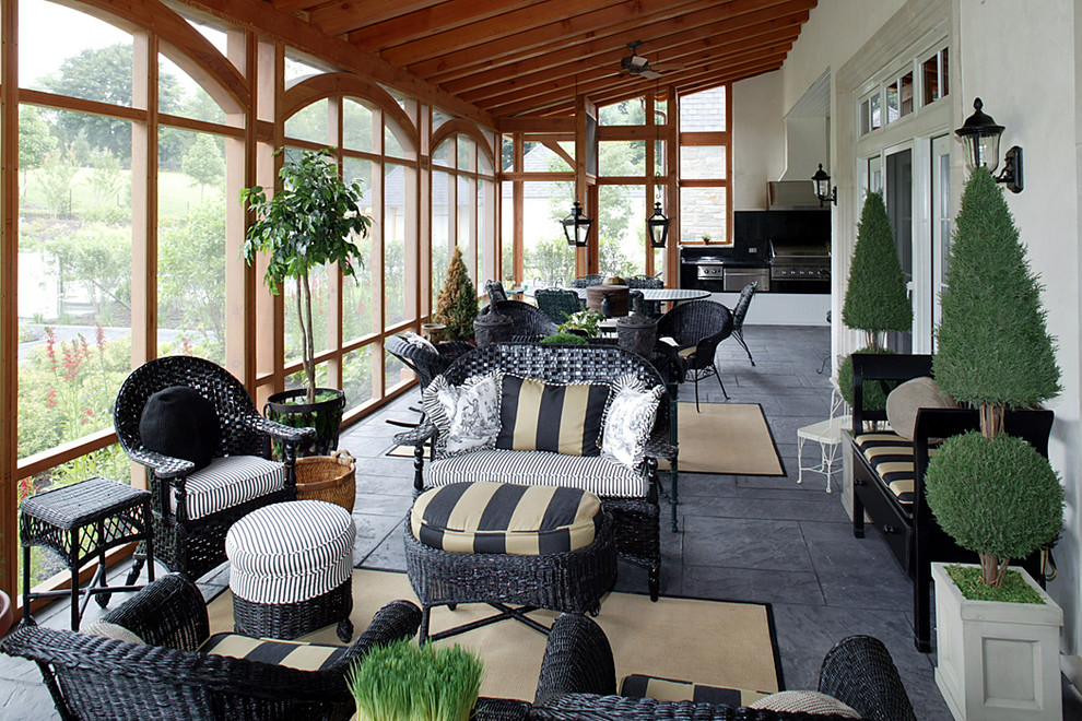 Screened in Porch Furniture Porch Traditional with Beige Black Ficus Ottoman