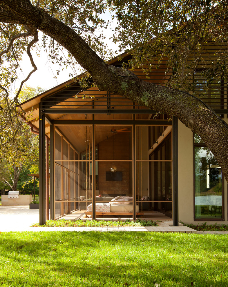Screened in Porch Ideas Exterior Contemporary with Floor to Ceiling Window