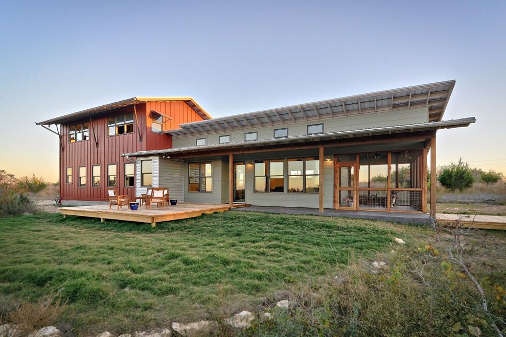screened in porch plans Exterior Rustic with board and batten siding