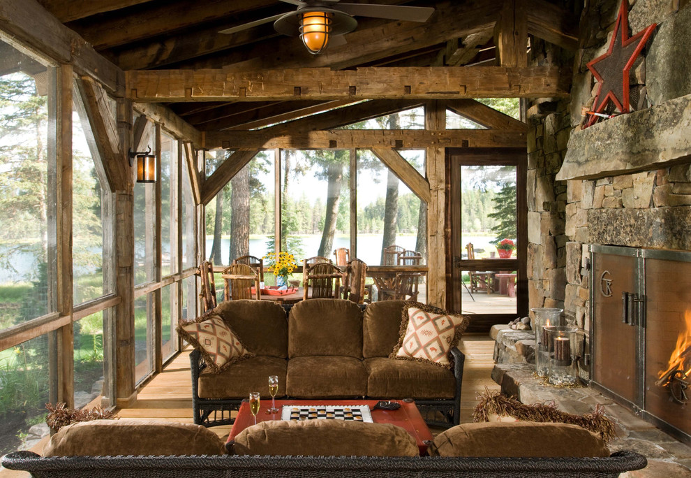 Screened Porch Furniture Porch Rustic with Cabin Ceiling Fan Deck