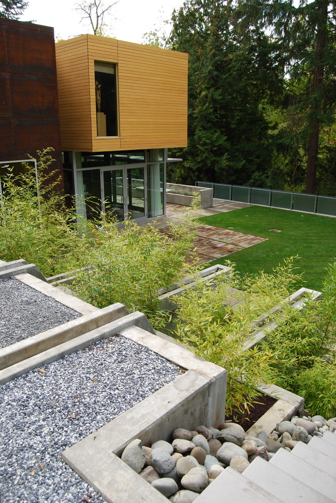 Seattle Landscape Architects Landscape Contemporary with Bamboo Concrete Grass Gravel
