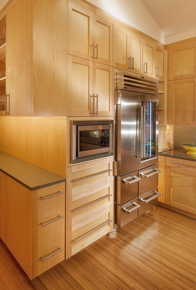 See Through Refrigerators Kitchen Contemporary with Bamboo Flooring Kitchen Hardware