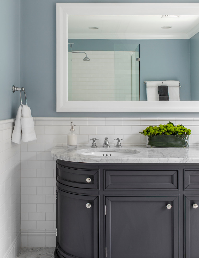 Semi Recessed Vessel Sink Bathroom Traditional with Blue Bathroom Chrome Faucet