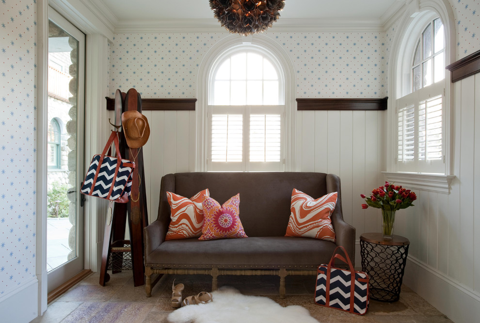 Settees for Small Spaces Entry Contemporary with Coat Rack Colorful Pillows