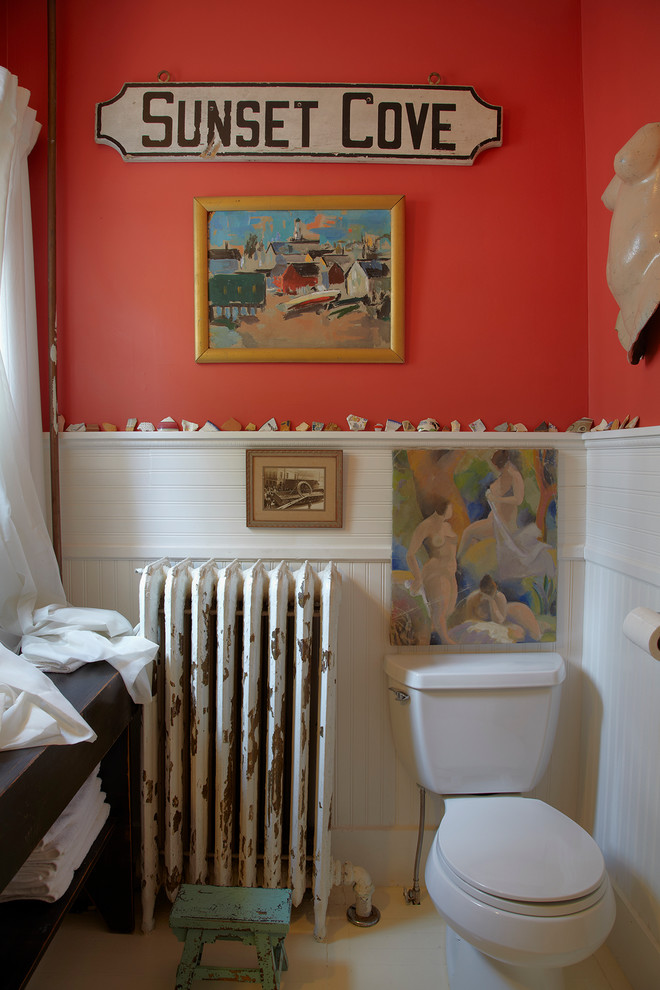 Shabby Chic Bathroom Bathroom Beach with Beadboard Bench Boobies Chair