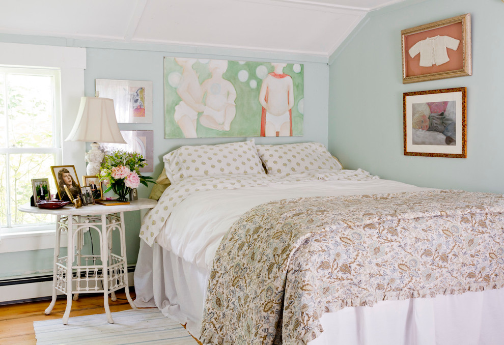 Shabby Chic Bedrooms Bedroom Farmhouse with Art Above Bed Framed
