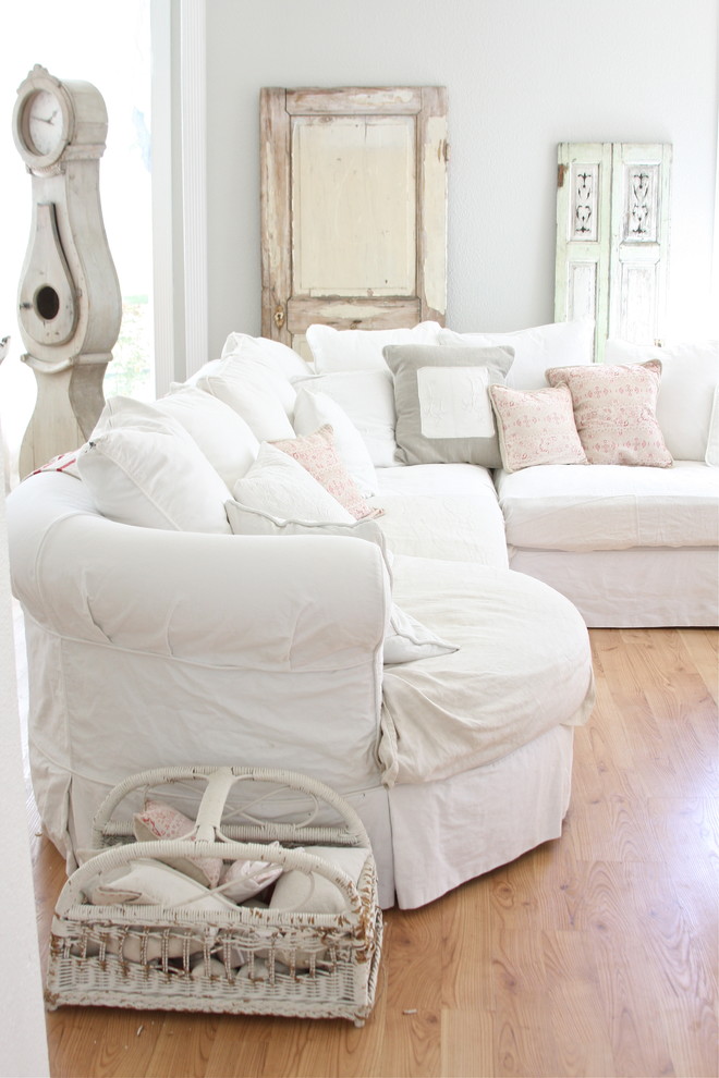 Shabby Chic Slipcovers Living Room Eclectic with Basket Flea Sofa French