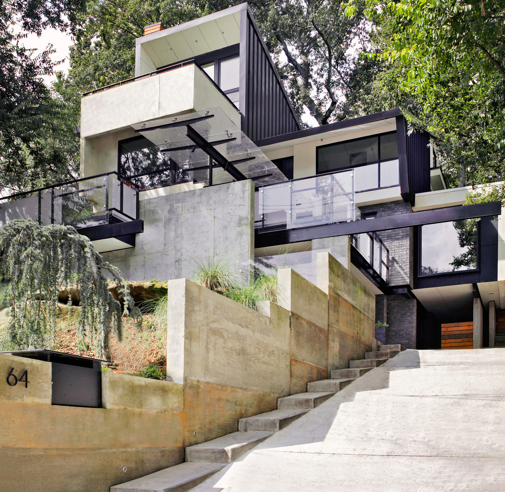 Shadow Box Moulding Exterior Contemporary with Balcony Black Railing Black