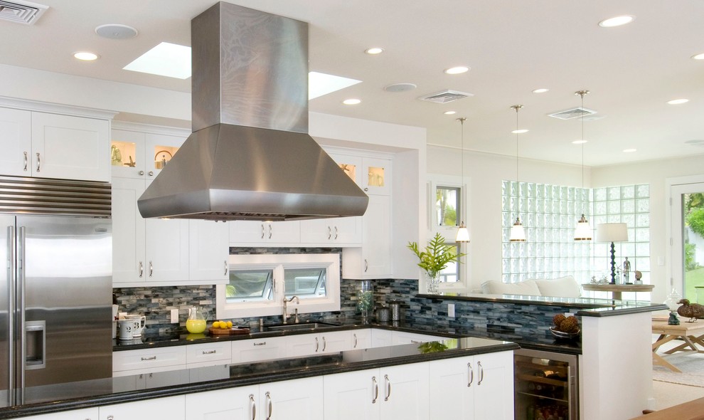Shaker Cabinet Doors Kitchen Contemporary with Glass Mosaics Glass Tiles