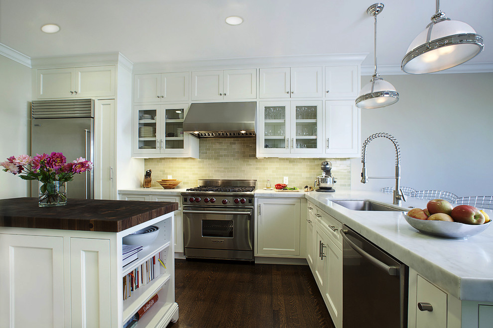 Shaker Cabinet Pulls Kitchen Traditional with Breakfast Bar Butcher Block