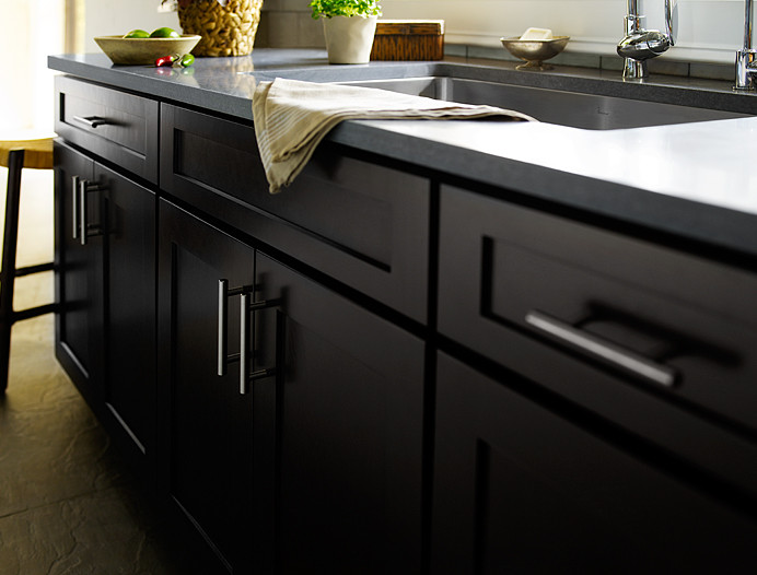 Shaker Style Cabinets Kitchen Contemporary with Bar Stool Black Cabinets