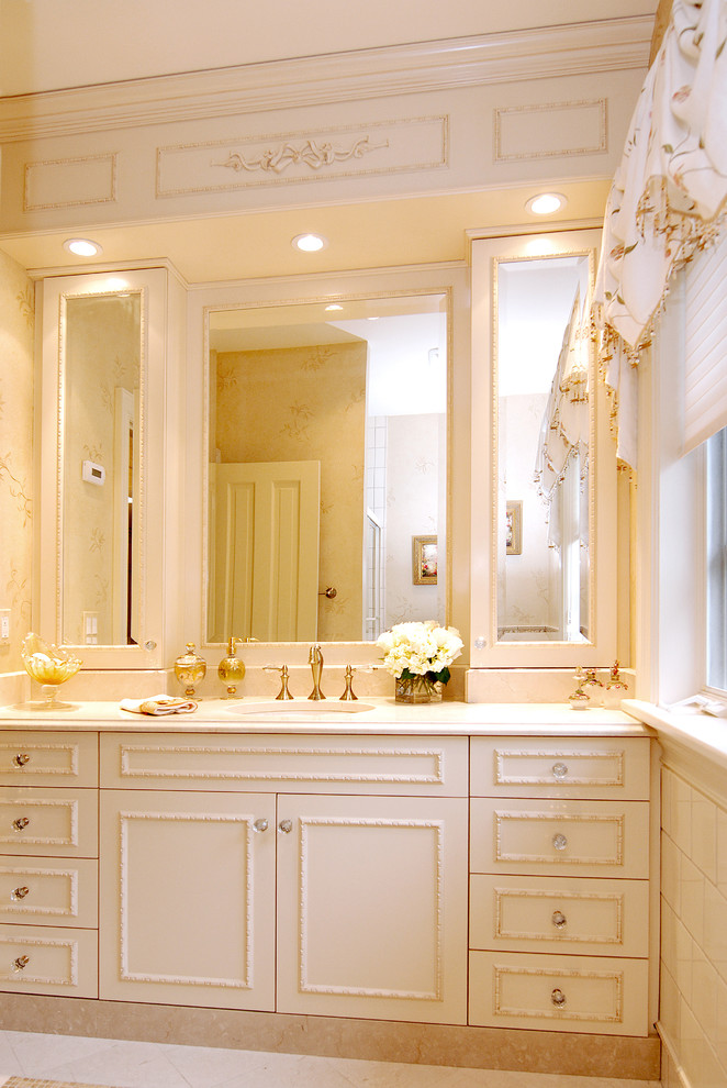 Shallow Bathroom Cabinet Spaces Traditional with Bath Accessories Ceiling Lighting