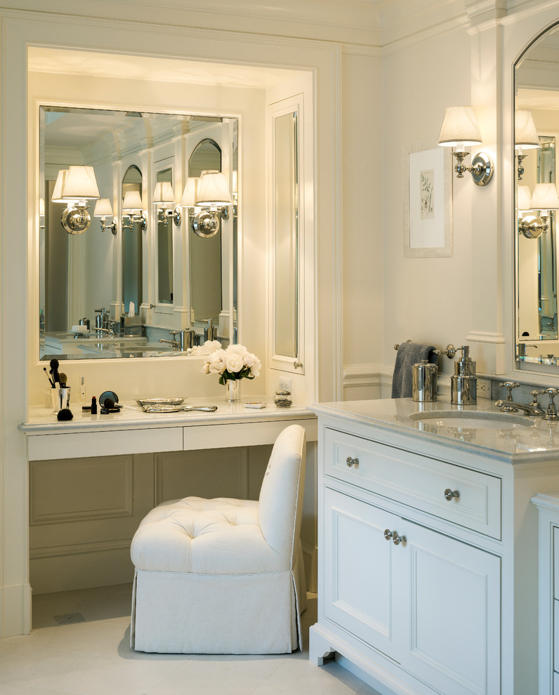 Shallow Bathroom Vanity Bathroom Traditional with Bath Tub Blue Tile
