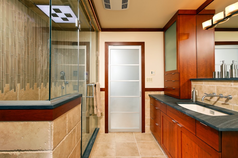 Shallow Storage Cabinet Bathroom Contemporary with Accent Tiles Bullet Tiles