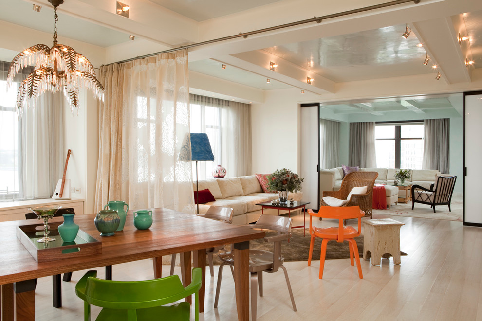Sheer Curtain Ideas Dining Room Contemporary with Accent Table Area Rug