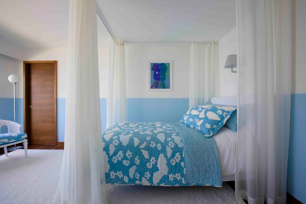 Sheer White Curtains Bedroom Eclectic with Bedding Bench Blue And