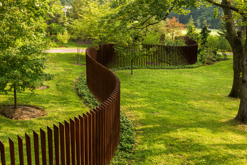 Sheet Metal Fence Landscape Contemporary with Arts and Crafts Inspired