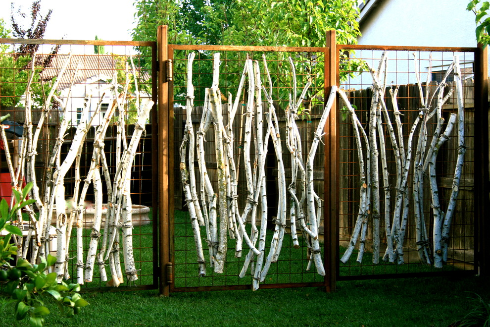 Sheet Metal Fence Panels Landscape Contemporary with Birch Branches Contemporary Fencing
