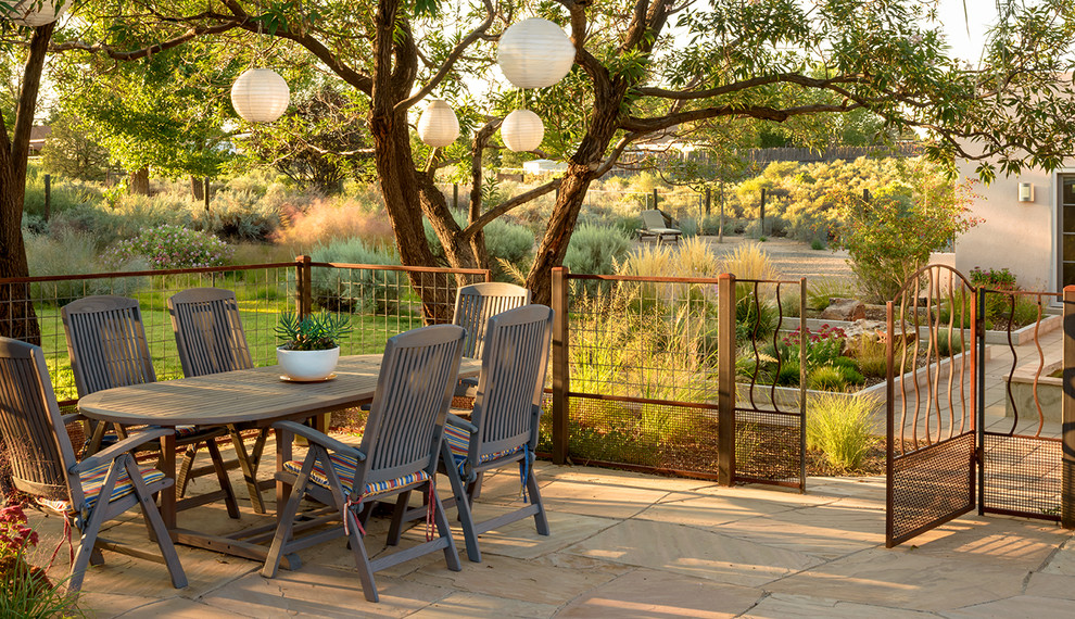 Sheet Metal Fence Panels Patio Eclectic with Backyard Patio Gray Patio