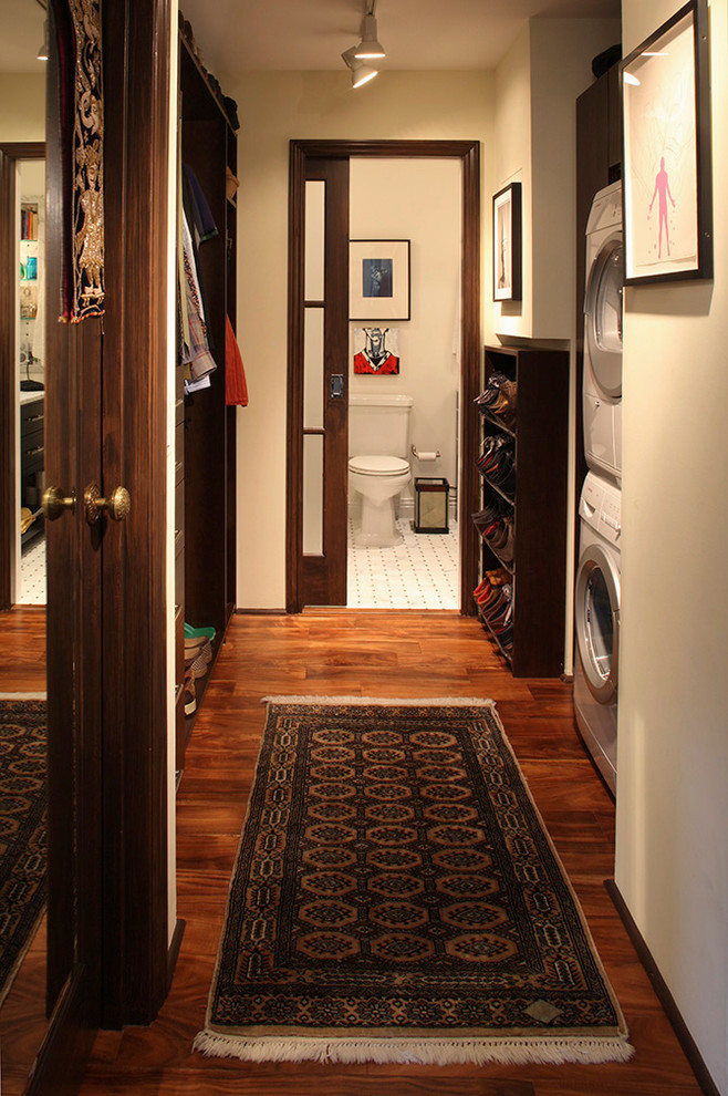 Shoe Rack Design Laundry Room Eclectic with Dark Wood Floor Dark