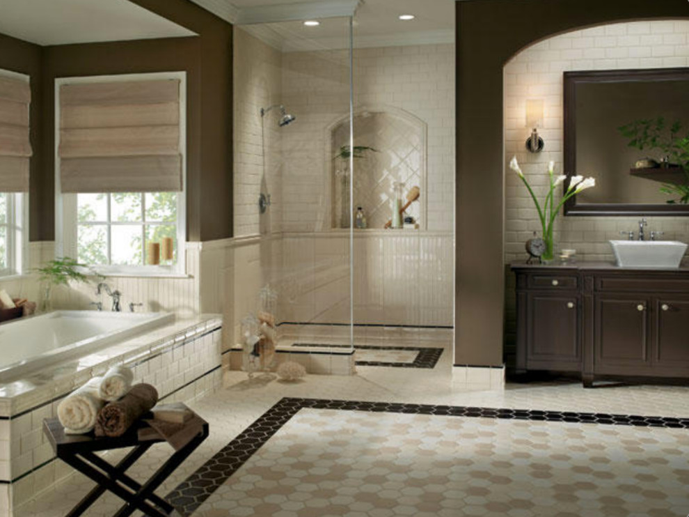 Shower Accent Tile Bathroom Traditional with None 