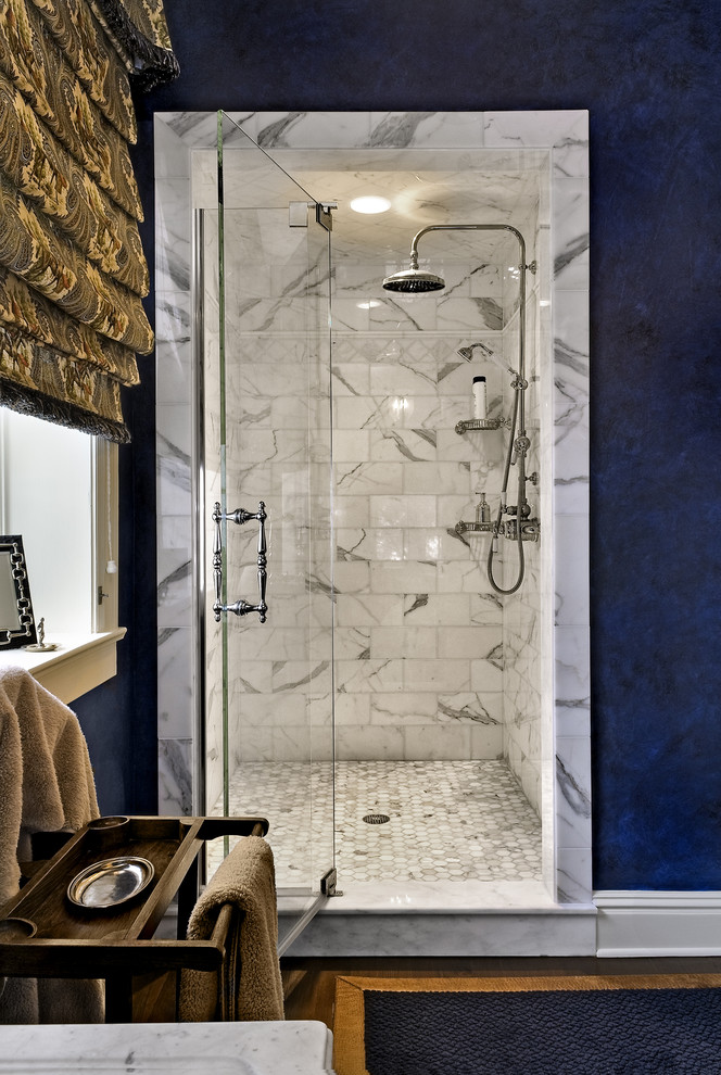 Shower Door Handles Bathroom Traditional with Arched Doorway Blue Blue