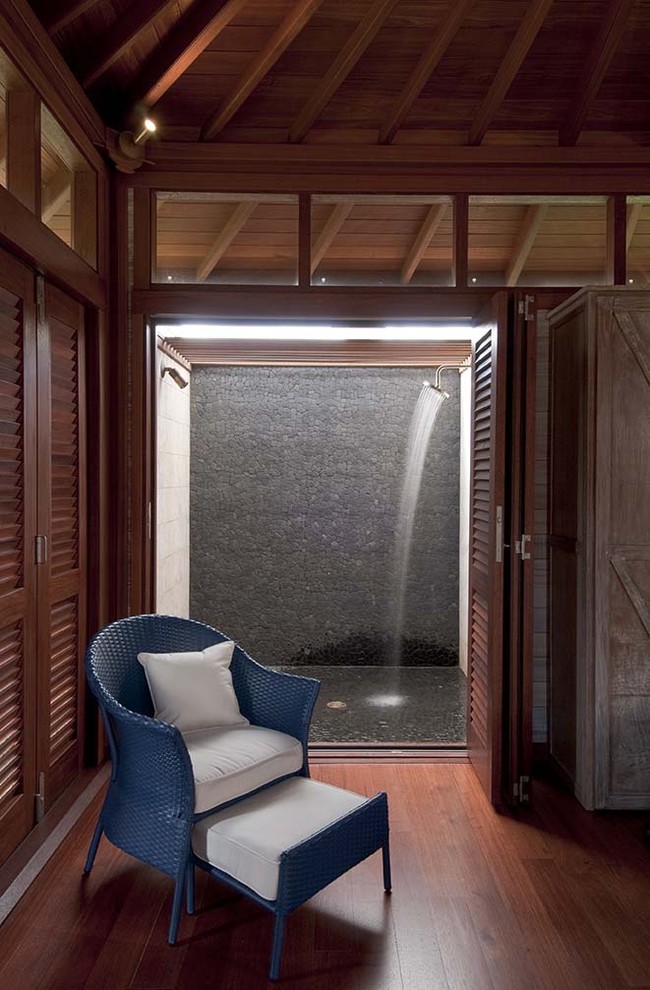 Shower Door Ideas Bathroom Tropical with Open Shower Outdoor Shower
