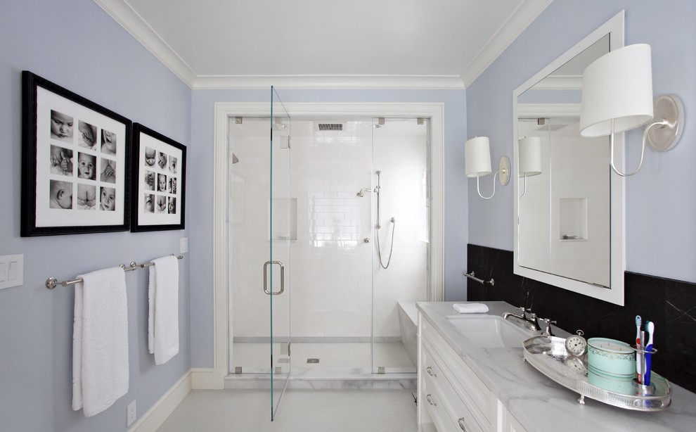 Shower Door Options Bathroom Traditional with Baseboard Crown Molding Glass