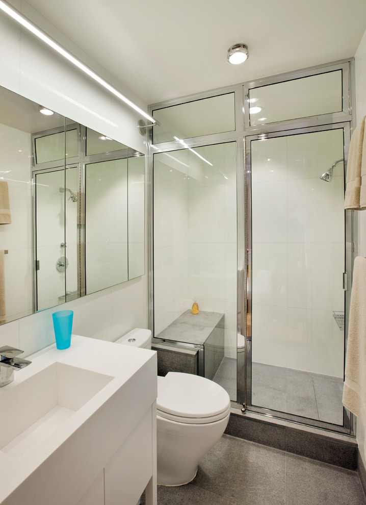 Shower Door Trim Bathroom Contemporary with Bathroom Custom Corian Sink