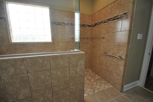 Shower Grab Bars Bathroom Traditional with Barrier Free Curbless Shower