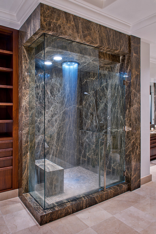 Shower Remodel Cost Bathroom Contemporary with Brown Marble Glass Shower