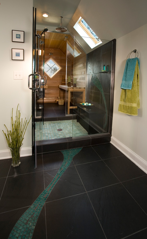 Shower Sauna Combo Bathroom Modern with Mosaic Rain Shower Head