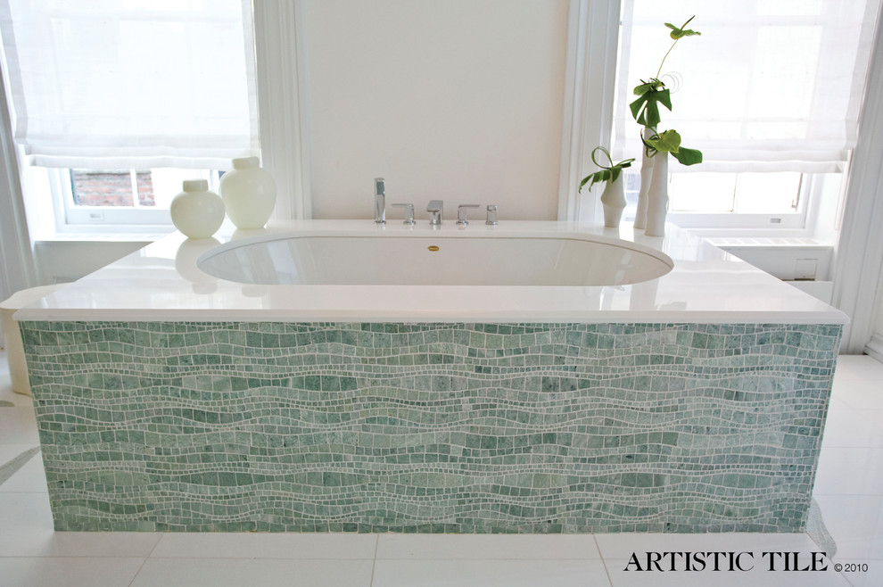 Shower Shelves Built in Bathroom Contemporary with Artistic Tile Stone Mosaic