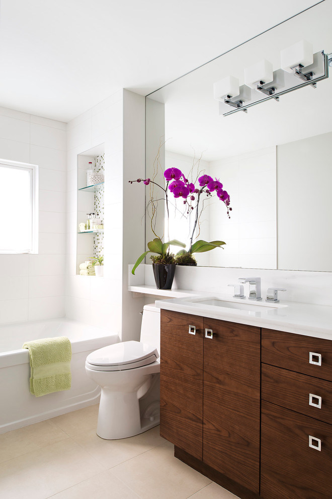 Shower Shelves Built in Bathroom Contemporary with Beige Floor Tile Glass