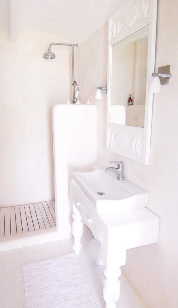 Shower Stall Remodel Bathroom Contemporary with Beams Carved Wood Mirror