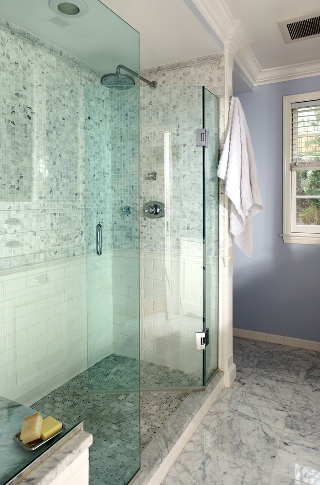 Shower Tiles Ideas Bathroom Traditional with Frameless Shower Door Mosaic