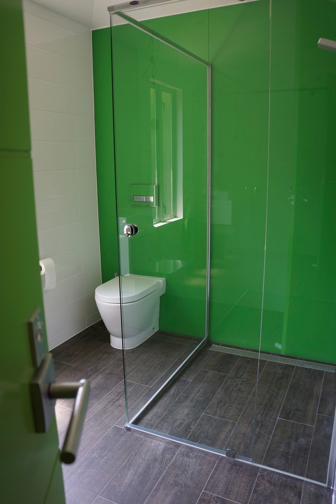 Shower Toilet Combo Bathroom Contemporary with Coloured Glass Contemporary Toilet