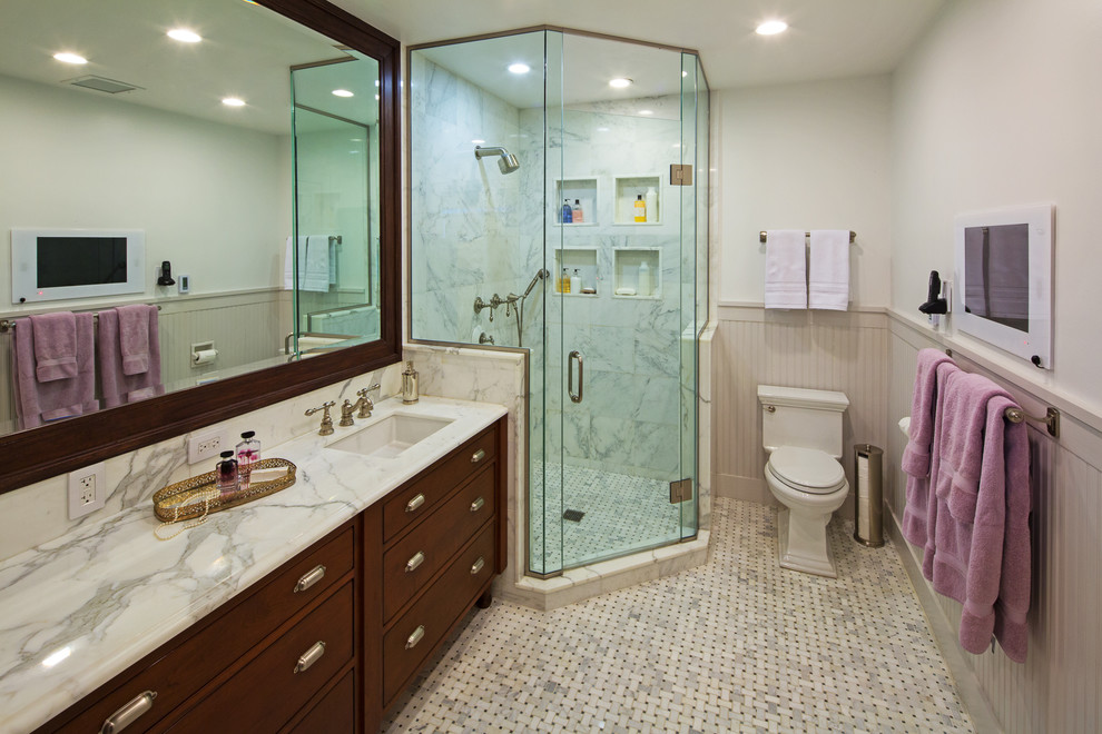 Shower Toilet Combo Bathroom Traditional with Backsplash Bathroom Tv Beadboard