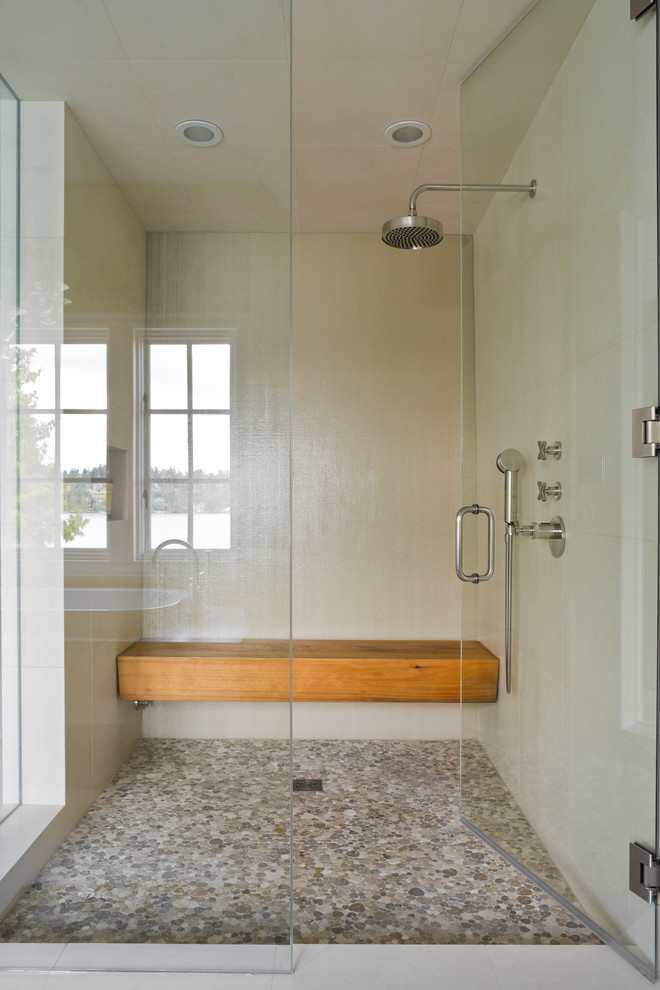 Showers with Benches Bathroom Transitional with Bathroom Beach House Beach