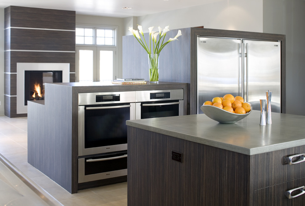 Side by Side Double Oven Range Kitchen Modern with Colorado Denver Fireplace Gray