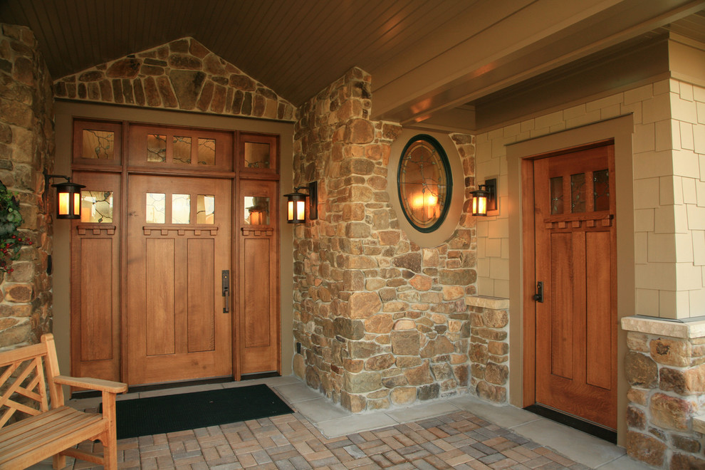 Side Entry Doors Entry Craftsman with Beige Exterior Beige Siding
