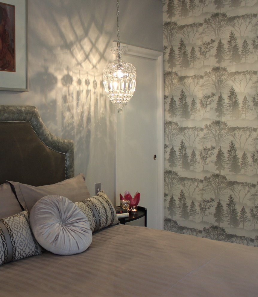 Silver Bedside Tables Bedroom Traditional with Black and Silver Leaf1