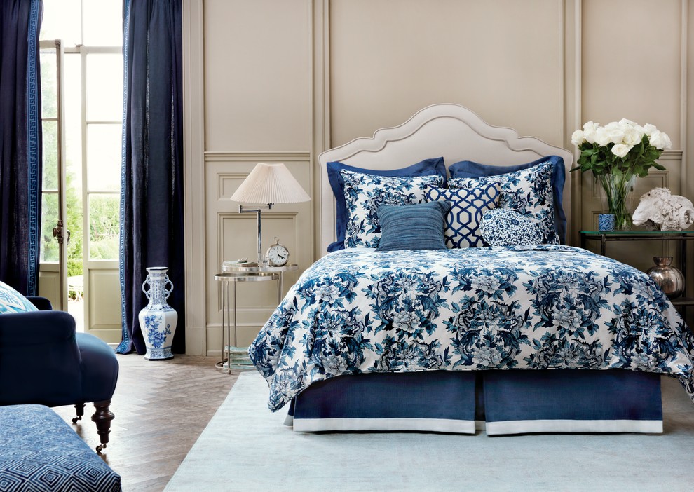 Silver Leaf Mirror Bedroom Traditional with None 