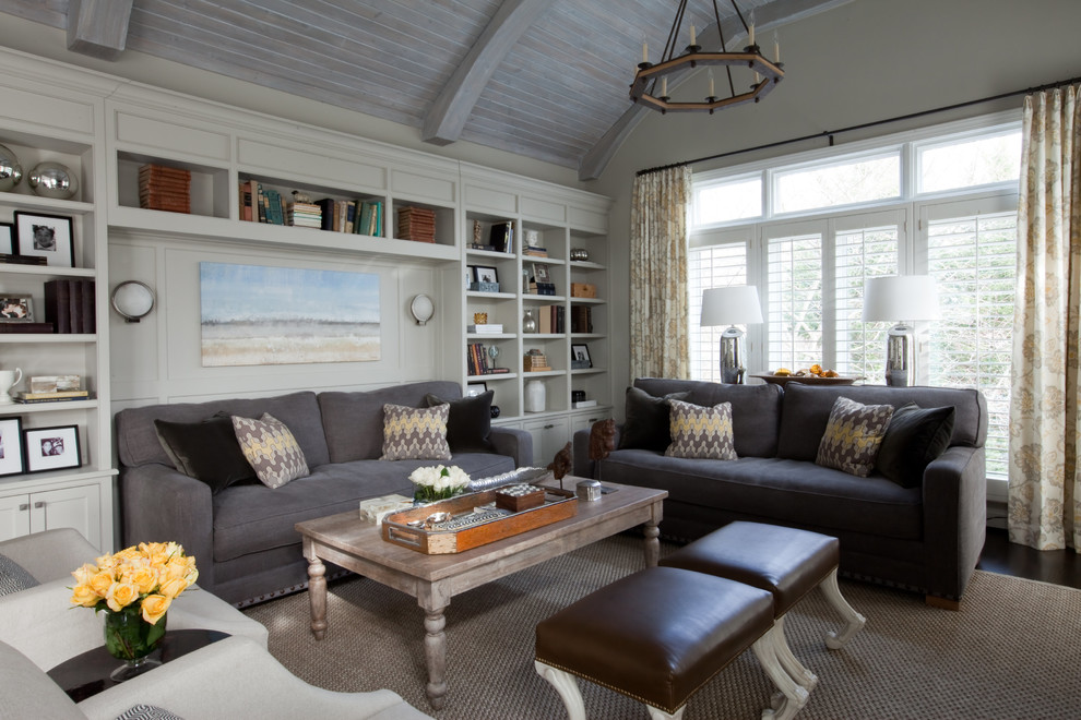 Single Cushion Sofa Family Room Eclectic with Barrel Ceiling Beige Armchair
