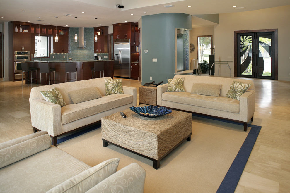 Single Cushion Sofa Living Room Contemporary with Beige Sofa Black Counter