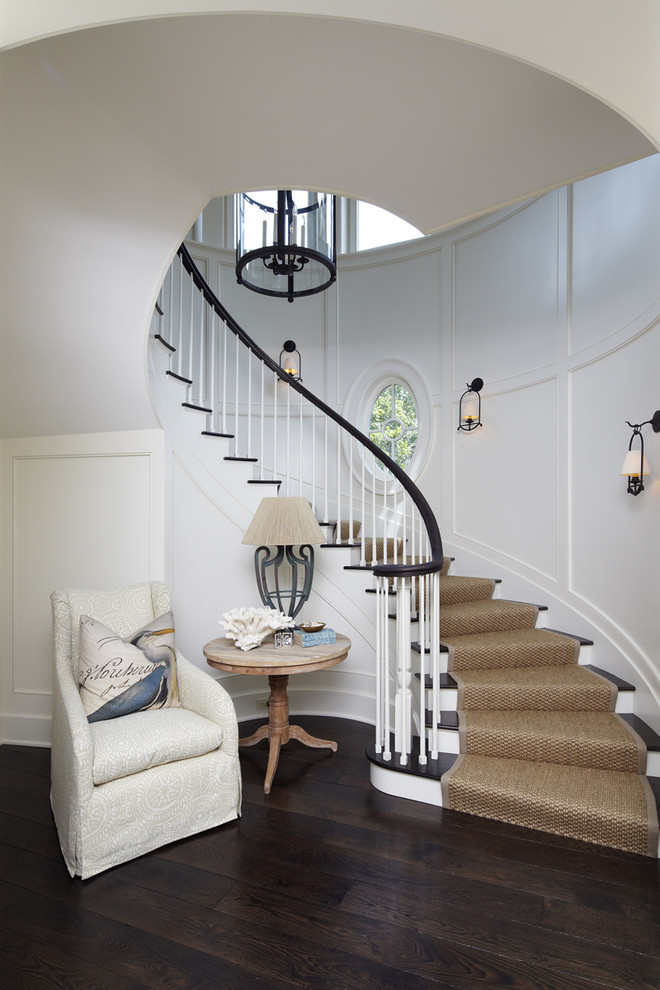Sisal Stair Runner Staircase Beach with Black and White Stair