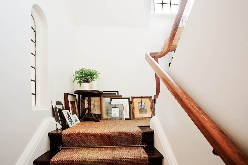 Sisal Stair Runner Staircase Eclectic with Bronwyn Poole Clustered Picture