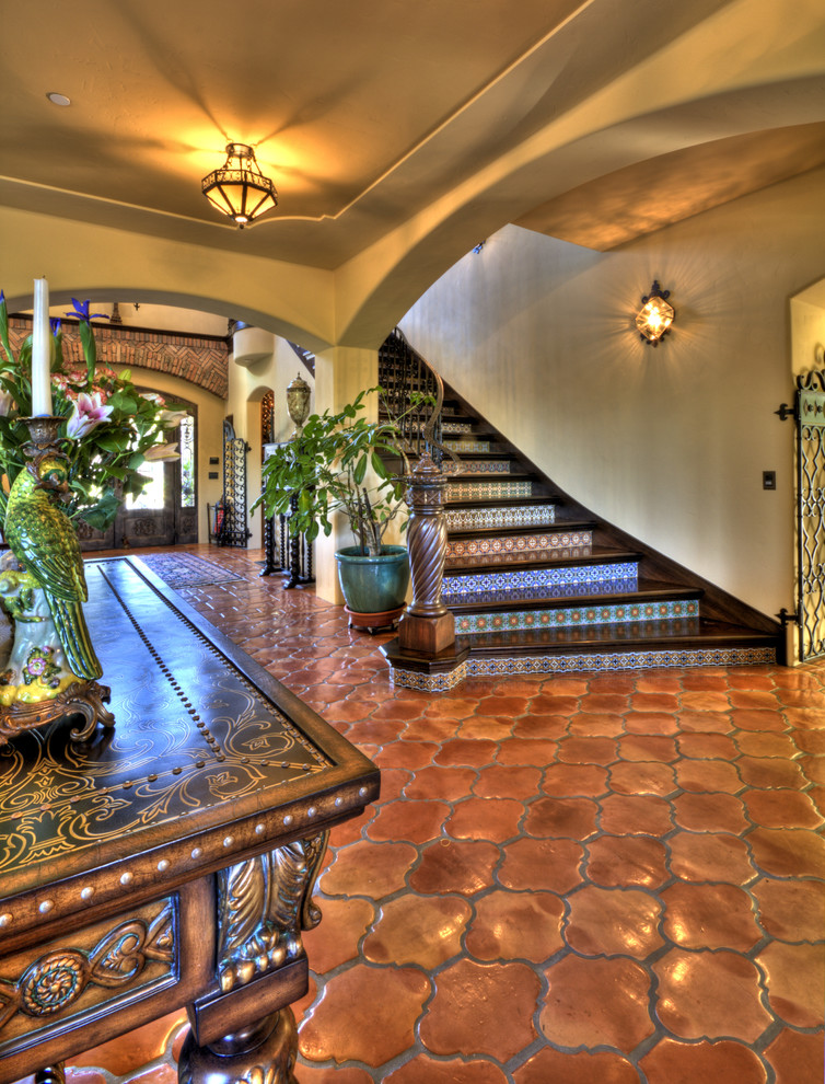 Sisal Stair Runner Staircase Mediterranean with Spanish Style Old Floor