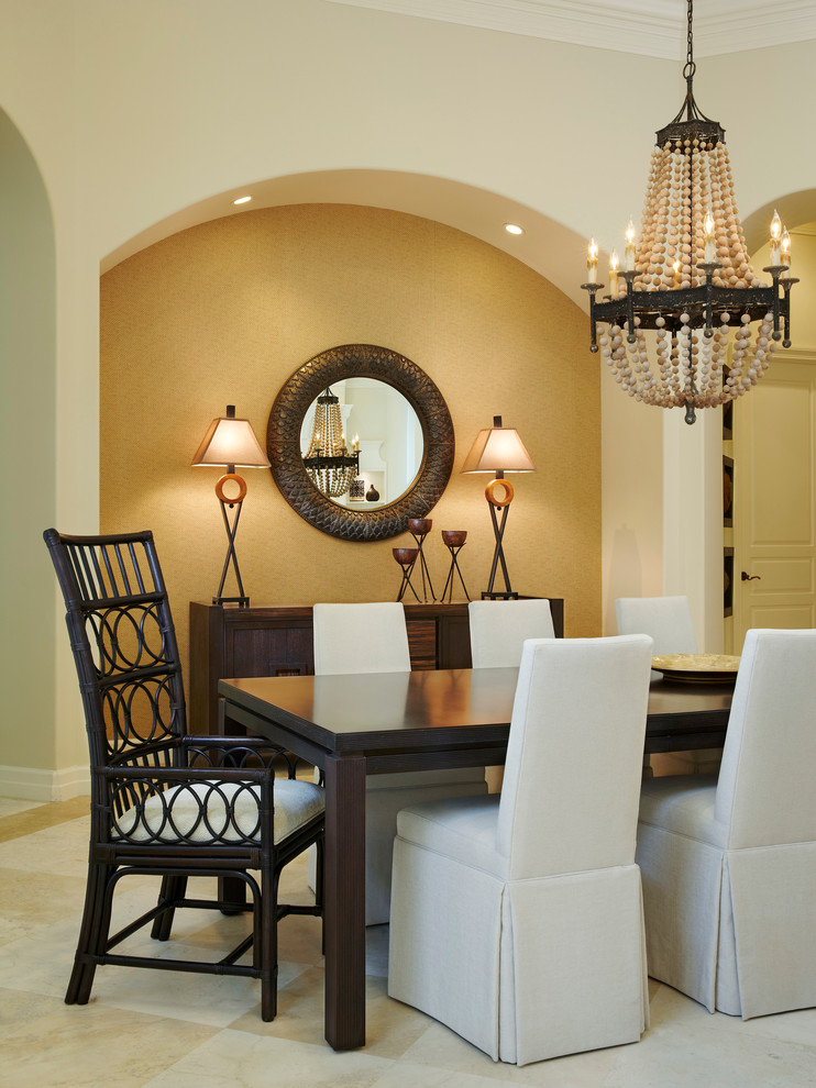 Skirted Dining Chairs Dining Room Transitional with Arch Archway Beige Dining